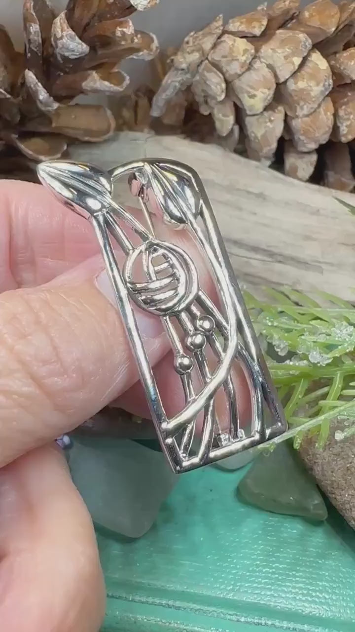 Mackintosh Roses Brooch, Scotland Jewelry, Mackintosh Jewelry, Celtic Pin, Scarf Pin, Scottish Silver Brooch, Mom Gift, Graduation Gift