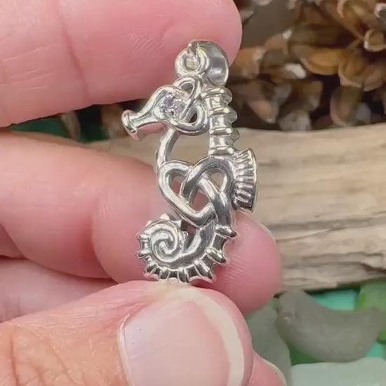 Seahorse Necklace, Celtic Jewelry, Nautical Pendant, Irish Jewelry, Celtic Knot Jewelry, Scottish Gift, Anniversary Gift, Ocean Jewelry