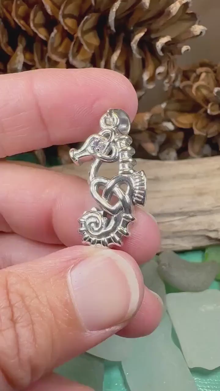 Seahorse Necklace, Celtic Jewelry, Nautical Pendant, Irish Jewelry, Celtic Knot Jewelry, Scottish Gift, Anniversary Gift, Ocean Jewelry