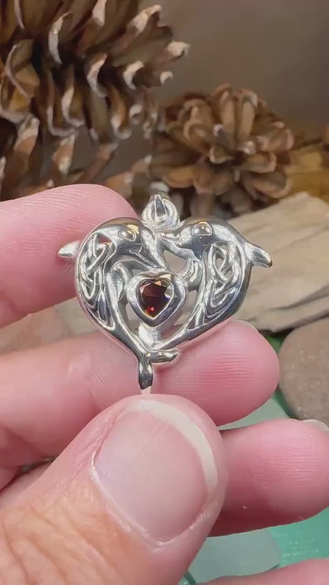 Load and play video in Gallery viewer, Dolphin Necklace, Celtic Jewelry, Irish Pendant, Ocean Lover Jewelry, Beach Jewelry, Fish Necklace, Nautical Jewelry, Sea Jewelry, Mom Gift
