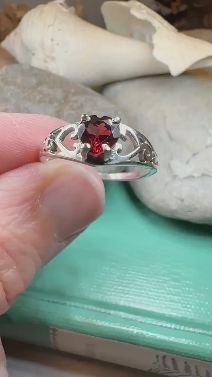 Celtic Knot Ring, Celtic Jewelry, Irish Ring, Celtic Promise Ring, Irish Jewelry, Anniversary Gift, Scottish Ring, Garnet Ring, Wife Gift