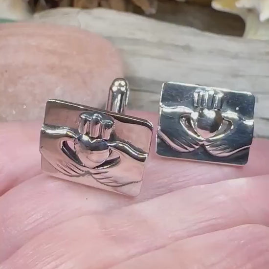 Claddagh Cuff Links, Irish Jewelry, Mens Celtic Jewelry, Silver Gift for Him, Dad Gift, Groom Gift, Dad Gift, Graduation Gift, Brother Gift
