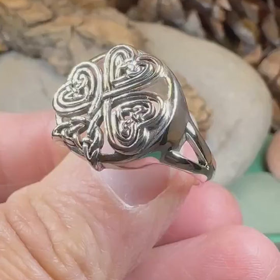 Shamrock Ring, Celtic Ring, Irish Jewelry, Clover Jewelry, Irish Gift, Irish Dance Gift, Anniversary Gift, Large Ireland Ring, Mom Gift