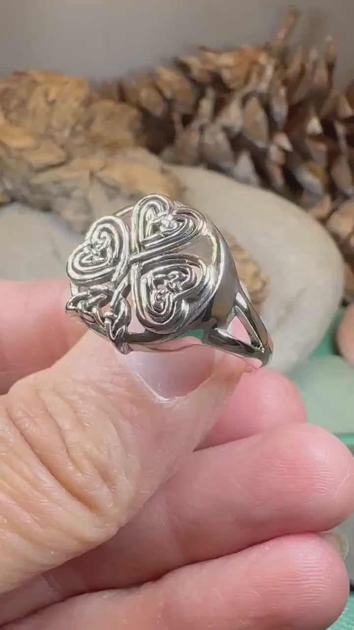 Shamrock Ring, Celtic Ring, Irish Jewelry, Clover Jewelry, Irish Gift, Irish Dance Gift, Anniversary Gift, Large Ireland Ring, Mom Gift