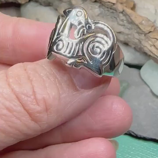 Celtic Dragon Ring, Celtic Ring, Norse Ring, Large Silver Ring, Irish Ring, Irish Dance Gift, Anniversary Gift, Ireland Ring, Wiccan Ring
