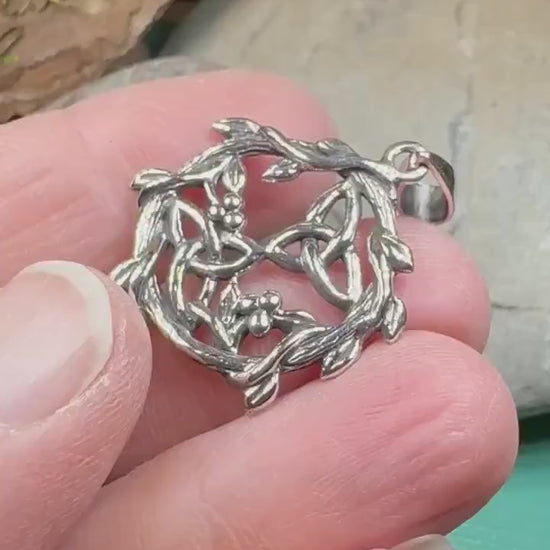 Mistletoe Necklace, Celtic Jewelry, Trinity Knot Pendant, Ireland Gift, Irish Jewelry, Scotland Jewelry, Anniversary Gift, Graduation Gift
