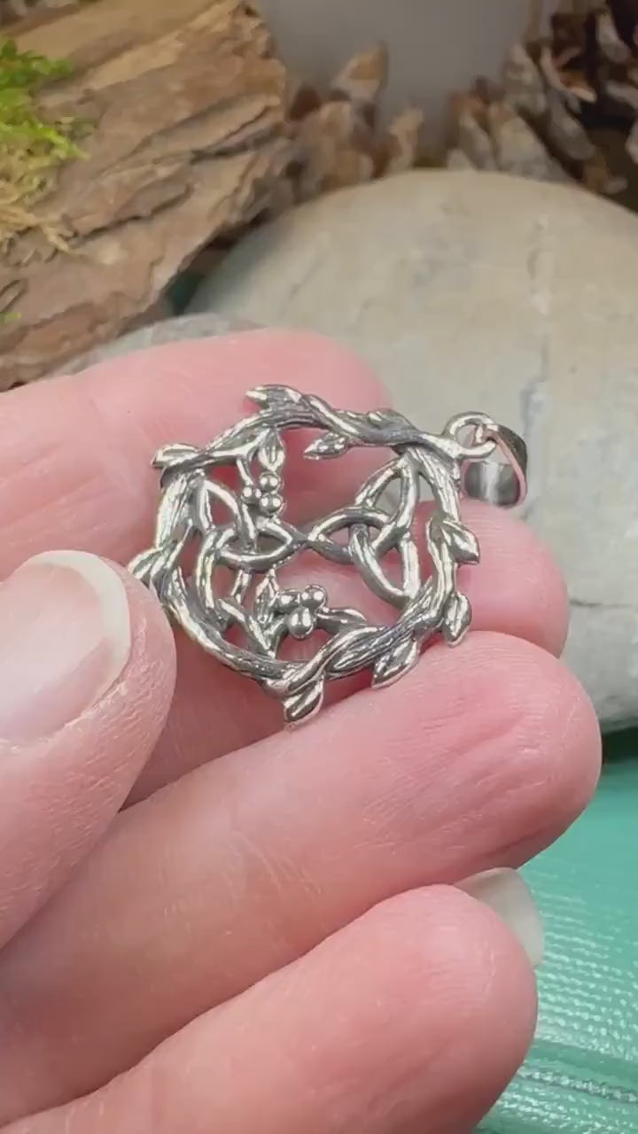Mistletoe Necklace, Celtic Jewelry, Trinity Knot Pendant, Ireland Gift, Irish Jewelry, Scotland Jewelry, Anniversary Gift, Graduation Gift