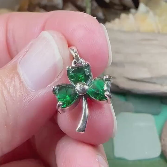 Shamrock Necklace, Clover Pendant, Irish Necklace, Irish Gift, Anniversary Gift, Emerald Ireland Jewelry, Friendship Gift, Celtic Necklace