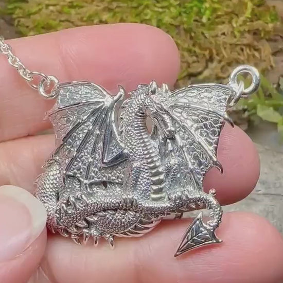 Dragon Necklace, Gothic Jewelry, Pagan Jewelry, Fantasy Necklace, Wiccan Jewelry, Celtic Dragon Pendant, Pagan Jewelry, Medieval Gift