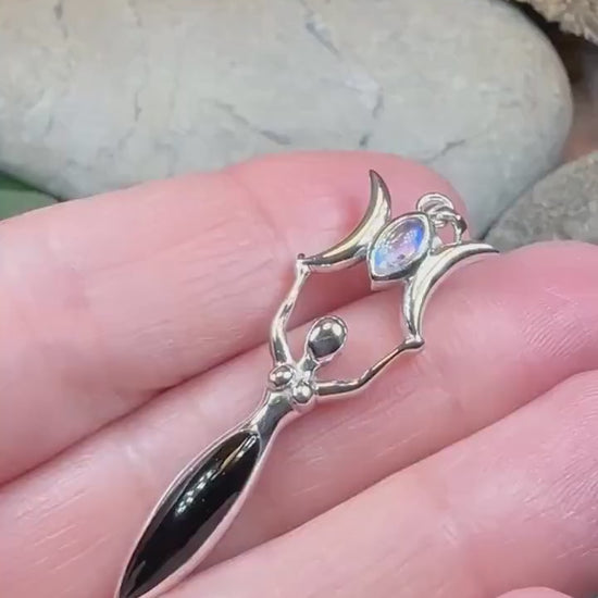 Goddess Necklace, Danu Pendant, Celtic Jewelry, Anniversary Gift, Celestial Jewelry, Moonstone Necklace, Irish Jewelry, Mom Gift, Wife Gift