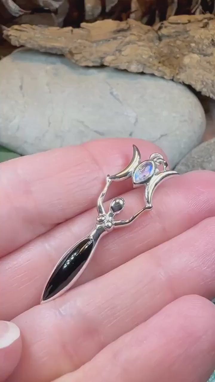 Goddess Necklace, Danu Pendant, Celtic Jewelry, Anniversary Gift, Celestial Jewelry, Moonstone Necklace, Irish Jewelry, Mom Gift, Wife Gift