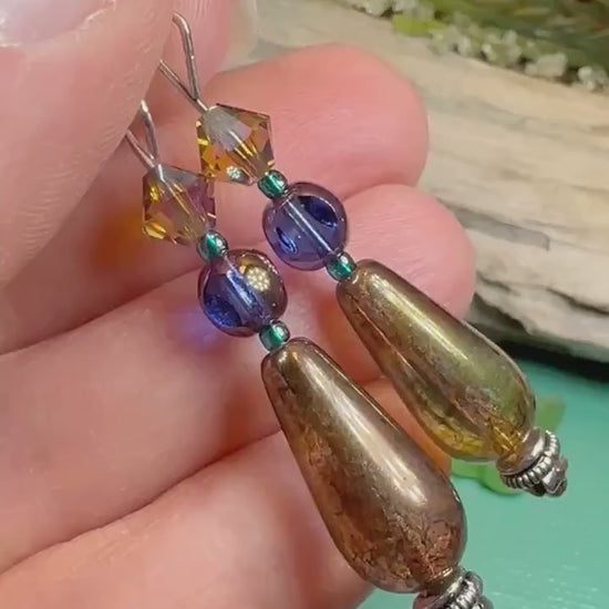 Celtic Twilight Mist Earrings, Blue Jewelry, Forest Jewelry, Beaded Drop Earrings, Mom Gift, Sister Gift, Friendship Gift, Nature Jewelry