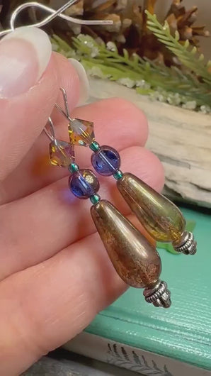 Celtic Twilight Mist Earrings, Blue Jewelry, Forest Jewelry, Beaded Drop Earrings, Mom Gift, Sister Gift, Friendship Gift, Nature Jewelry