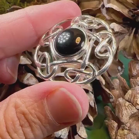 Celtic Knot Brooch, Celtic Jewelry, Irish Pin, Scotland Brooch, Celtic Onyx Brooch, Anniversary Gift, Celtic Knot Pin, Ireland Gift, Norse