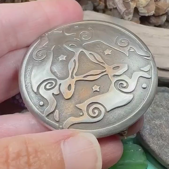 Rabbit Brooch, Triple Hare Jewelry, Animal Jewelry, Nature Pin, Celtic Jewelry, Hare Jewelry, Wiccan Jewelry, Goddess Brooch, Mom Gift