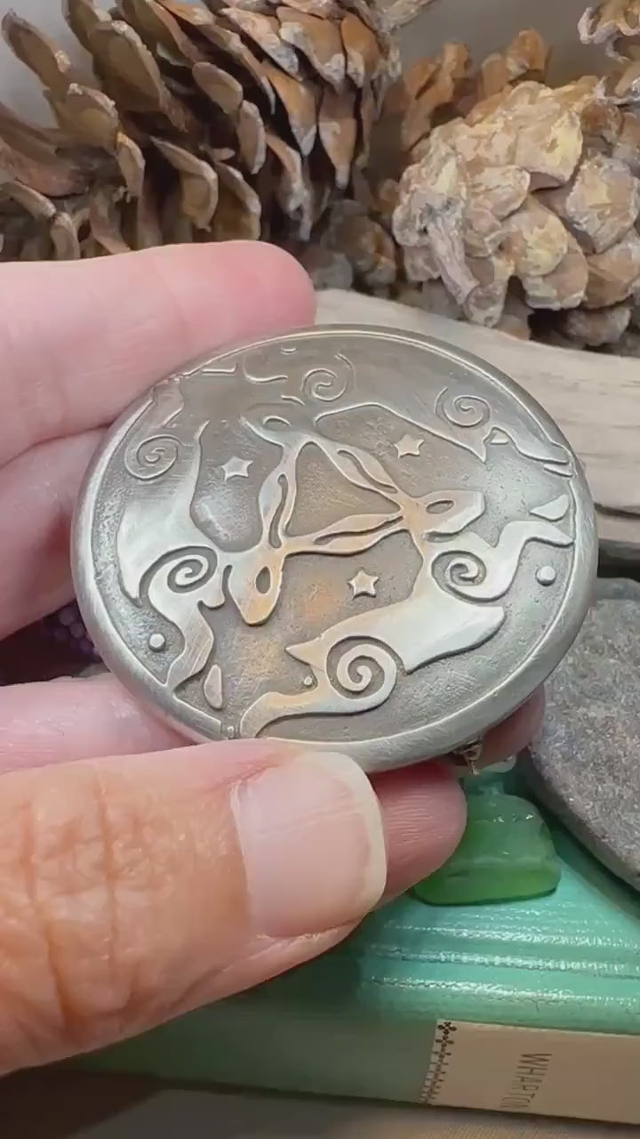 Rabbit Brooch, Triple Hare Jewelry, Animal Jewelry, Nature Pin, Celtic Jewelry, Hare Jewelry, Wiccan Jewelry, Goddess Brooch, Mom Gift