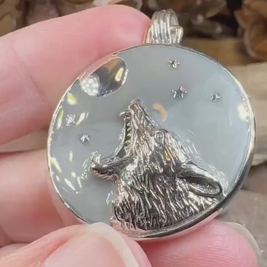 Wolf Necklace, Celtic Jewelry, Moon Necklace, Pagan Jewelry, Viking Jewelry, Moon Jewelry, Graduation Gift, Celestial Jewelry, Wiccan Gift