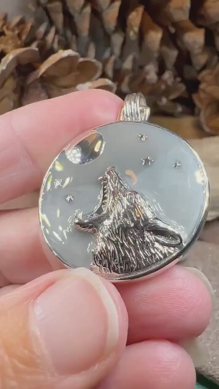 Wolf Necklace, Celtic Jewelry, Moon Necklace, Pagan Jewelry, Viking Jewelry, Moon Jewelry, Graduation Gift, Celestial Jewelry, Wiccan Gift