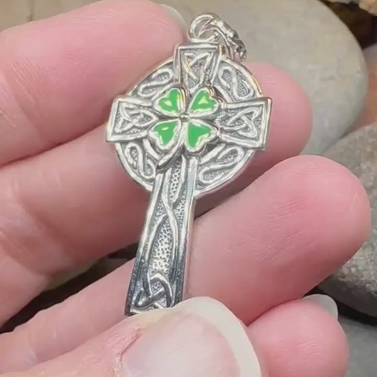 Celtic Cross Necklace, Celtic Jewelry, Irish Jewelry, Shamrock Cross Necklace, Irish Cross, Clover Jewelry, Ireland Jewelry, Confirmation