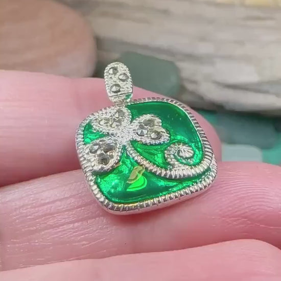 Shamrock Necklace, Clover Pendant, Irish Necklace, Irish Gift, Anniversary Gift, Emerald Ireland Jewelry, Friendship Gift, Celtic Necklace