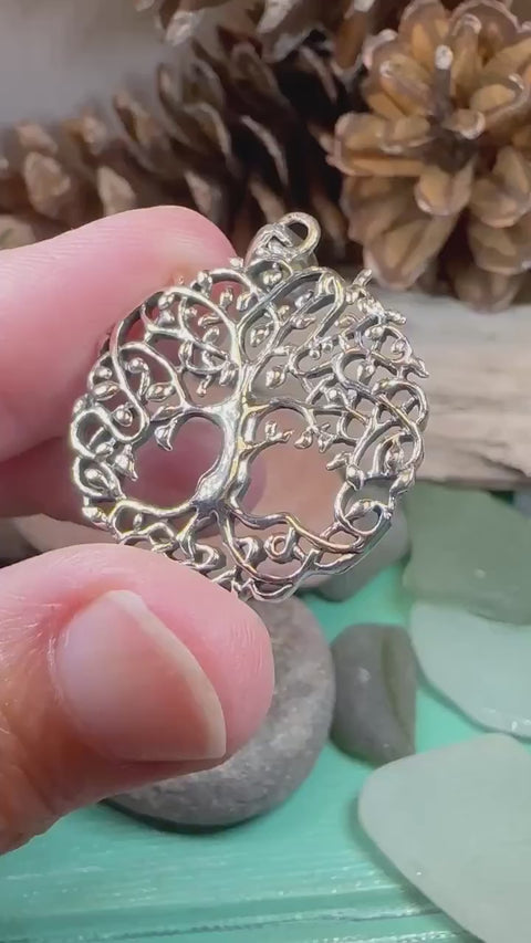 Load and play video in Gallery viewer, Tree of Life Necklace, Celtic Jewelry, Irish Pendant, Tree Jewelry, Mom Gift, Anniversary Gift, Sterling Silver, Graduation Gift, Wife Gift

