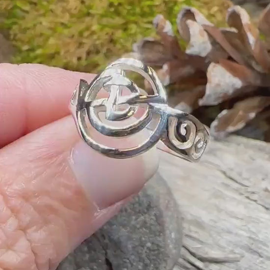 Celtic Knot Ring, Spiral Ring, Labyrinth Statement Ring, Irish Ring, Ladies Pagan Ring, Anniversary Gift, Scottish Ring, Wiccan Ring