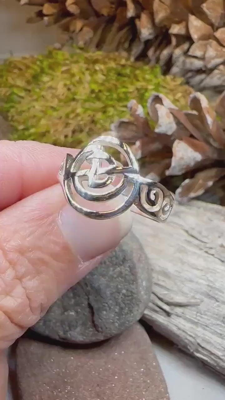 Celtic Knot Ring, Spiral Ring, Labyrinth Statement Ring, Irish Ring, Ladies Pagan Ring, Anniversary Gift, Scottish Ring, Wiccan Ring