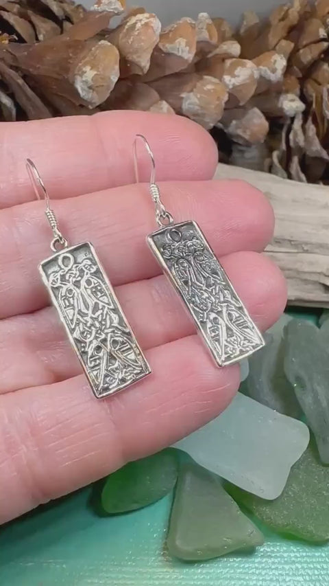 Load and play video in Gallery viewer, Celtic Birds Earrings, Irish Jewelry, Scottish Drop Earrings, Silver Ireland Jewelry, Anniversary Gift, Mom Gift, Wife Gift, Graduation Gift
