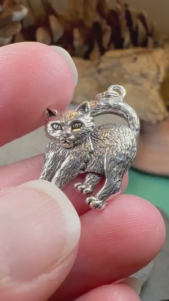 Josie Cat Necklace in Sterling Silver – Celtic Crystal Design Jewelry