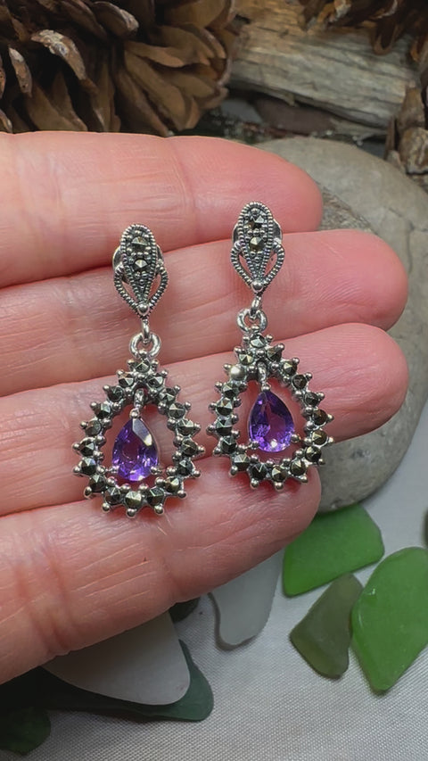 Load and play video in Gallery viewer, Bebe Marcasite Earrings
