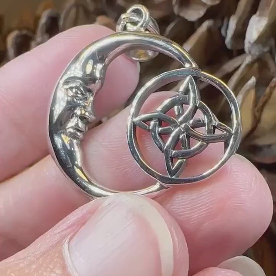 Moon Necklace, Celtic Jewelry, Celestial Pendant, Wiccan Jewelry, Star Jewelry, Crescent Moon, Anniversary Gift, Pagan Jewelry, Mom Gift