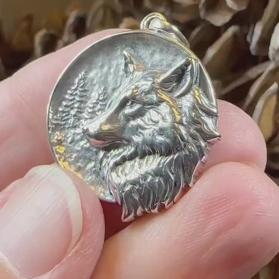 Wolf Necklace, Crescent Moon Jewelry, Norse Jewelry, Pagan Jewelry, Viking Jewelry, Celtic Knot Pendant, Animal Jewelry, Direwolf Jewelry