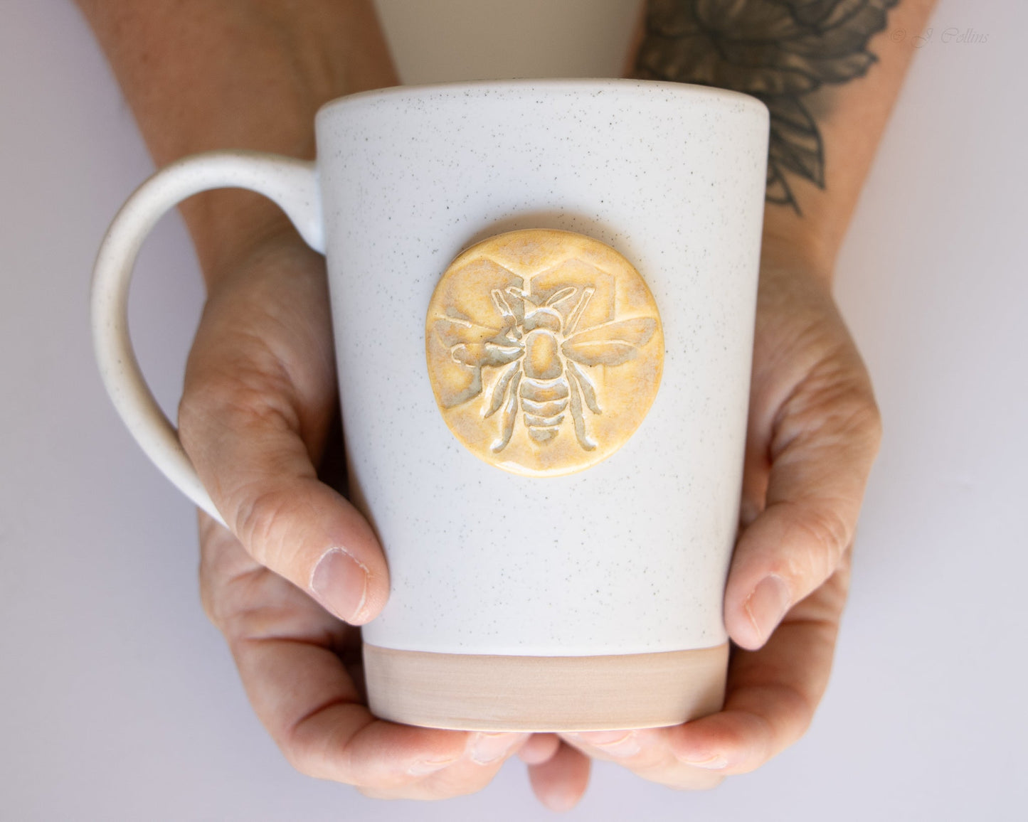 Handmade Pottery Bee Mug - Made in the U.S.A.