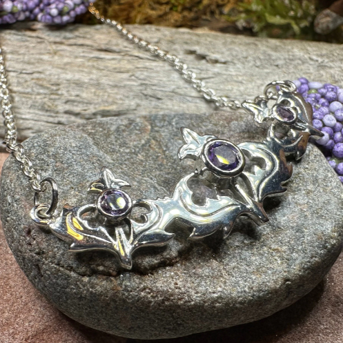 Inverness Thistle Amethyst Necklace in sterling silver