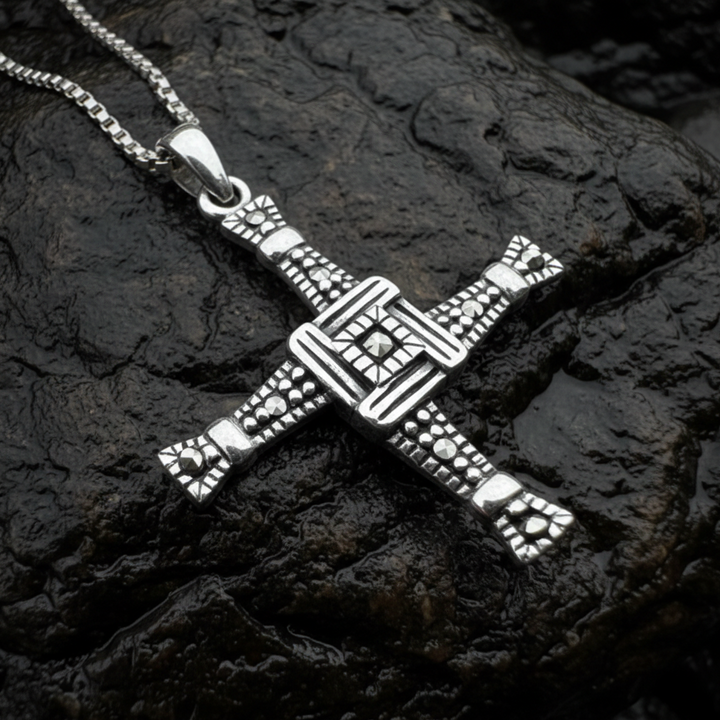 Marcasite Irish Saint Brigid's Cross Necklace