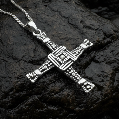 Load image into Gallery viewer, Marcasite Irish Saint Brigid's Cross Necklace
