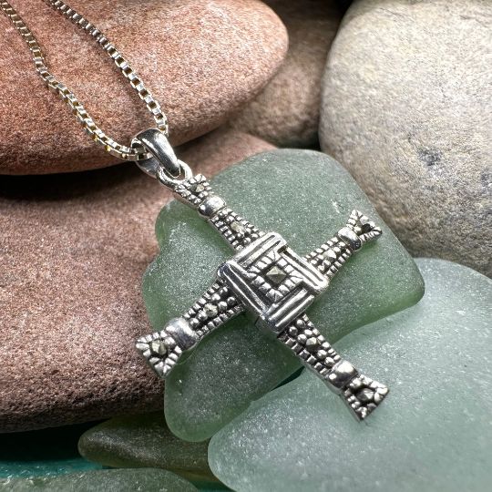 Marcasite Irish Saint Brigid's Cross Necklace