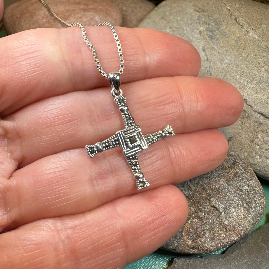 Marcasite Irish Saint Brigid's Cross Necklace