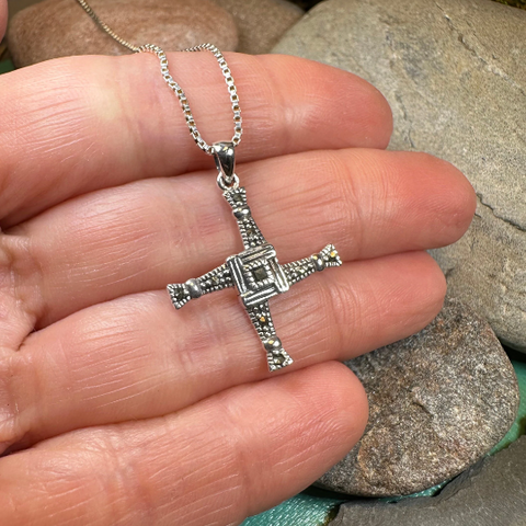 Load image into Gallery viewer, Marcasite Irish Saint Brigid's Cross Necklace
