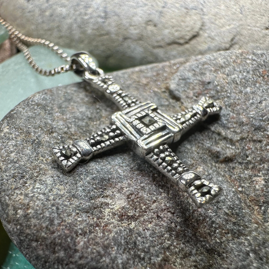 Marcasite Irish Saint Brigid's Cross Necklace