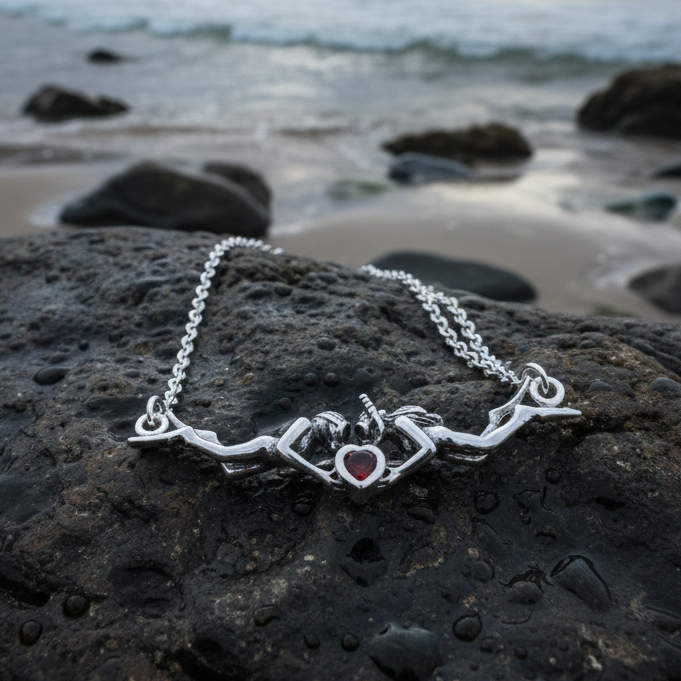 Diver Love Necklace in Sterling Silver