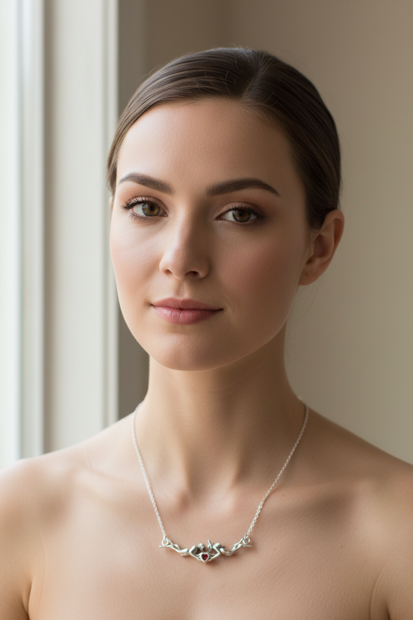 Diver Love Necklace in Sterling Silver