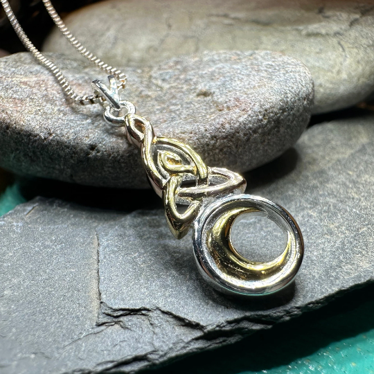 Trinity Crescent Moon Necklace — view 6