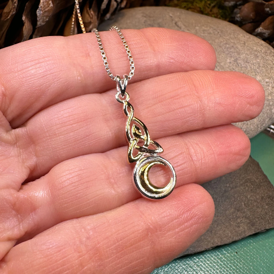 Trinity Crescent Moon Necklace — view 5
