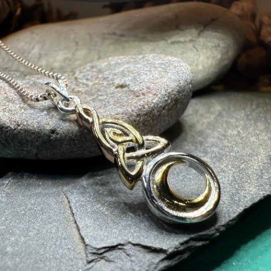Trinity Crescent Moon Necklace — view 7