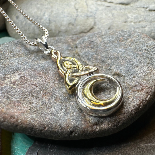 Trinity Crescent Moon Necklace — view 4