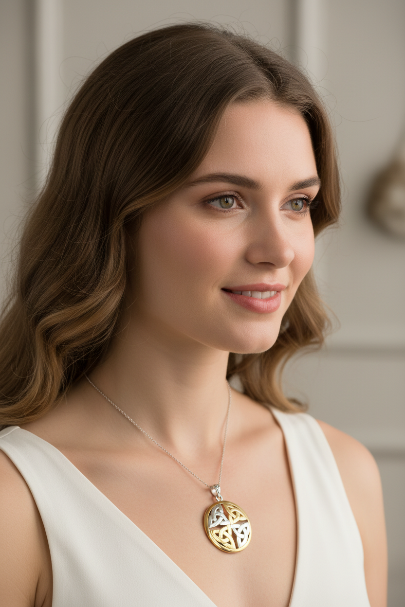 Four Triquetra Knot Necklace — view 2