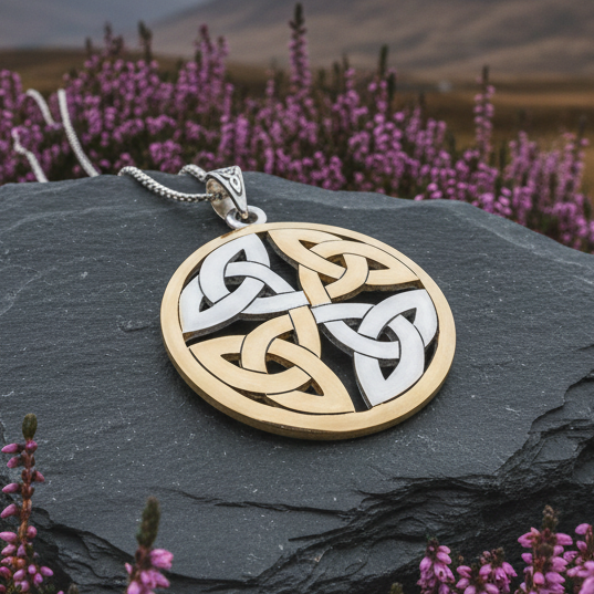 Four Triquetra Knot Necklace in sterling silver