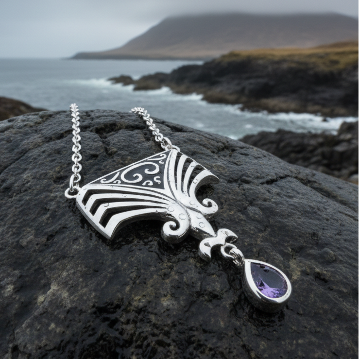Aina Celtic Amethyst Necklace in Sterling Silver