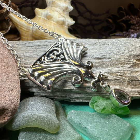 Aina Celtic Amethyst Necklace in Sterling Silver — view 8